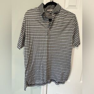 Peter Millar Men’s Small Striped Short Sleeve Polo 100% cotton blue white gray